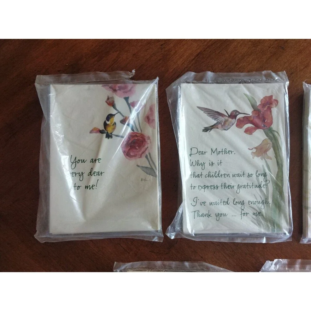 Vintage 1980s Lot Hummingbird Flowers 5x12 60 Cards 6.8x4.8
